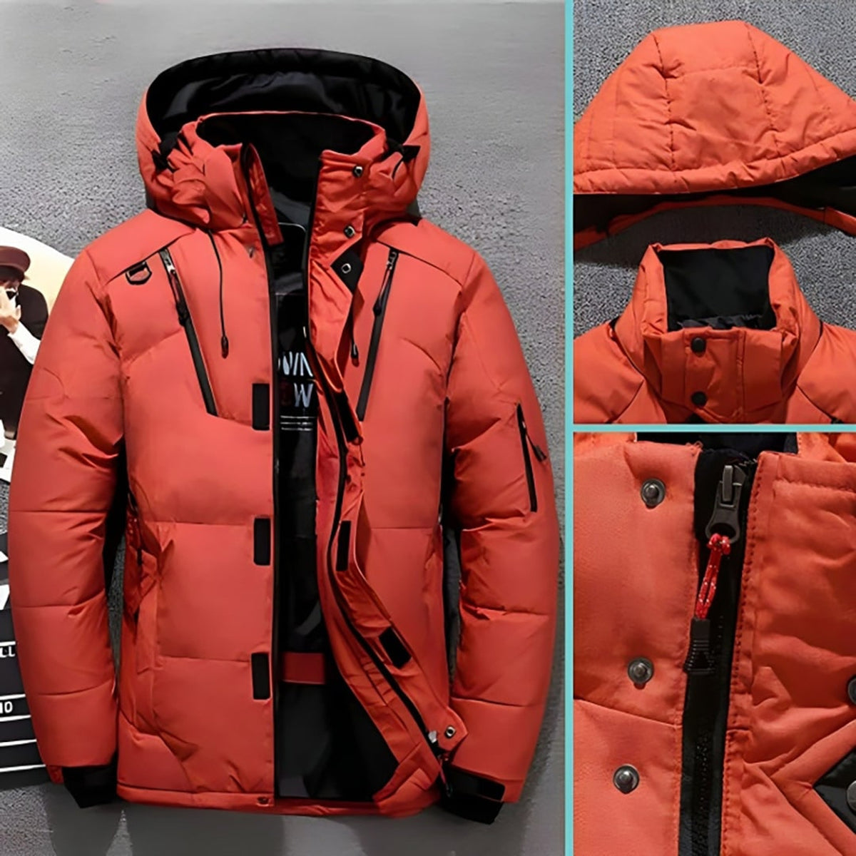 Puffer Jacket with Adjustable Hood and Zippered Pockets - Image 7