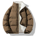 Puffer Jacket with Wind-Resistant Fleece Lining and High Collar - Image 1