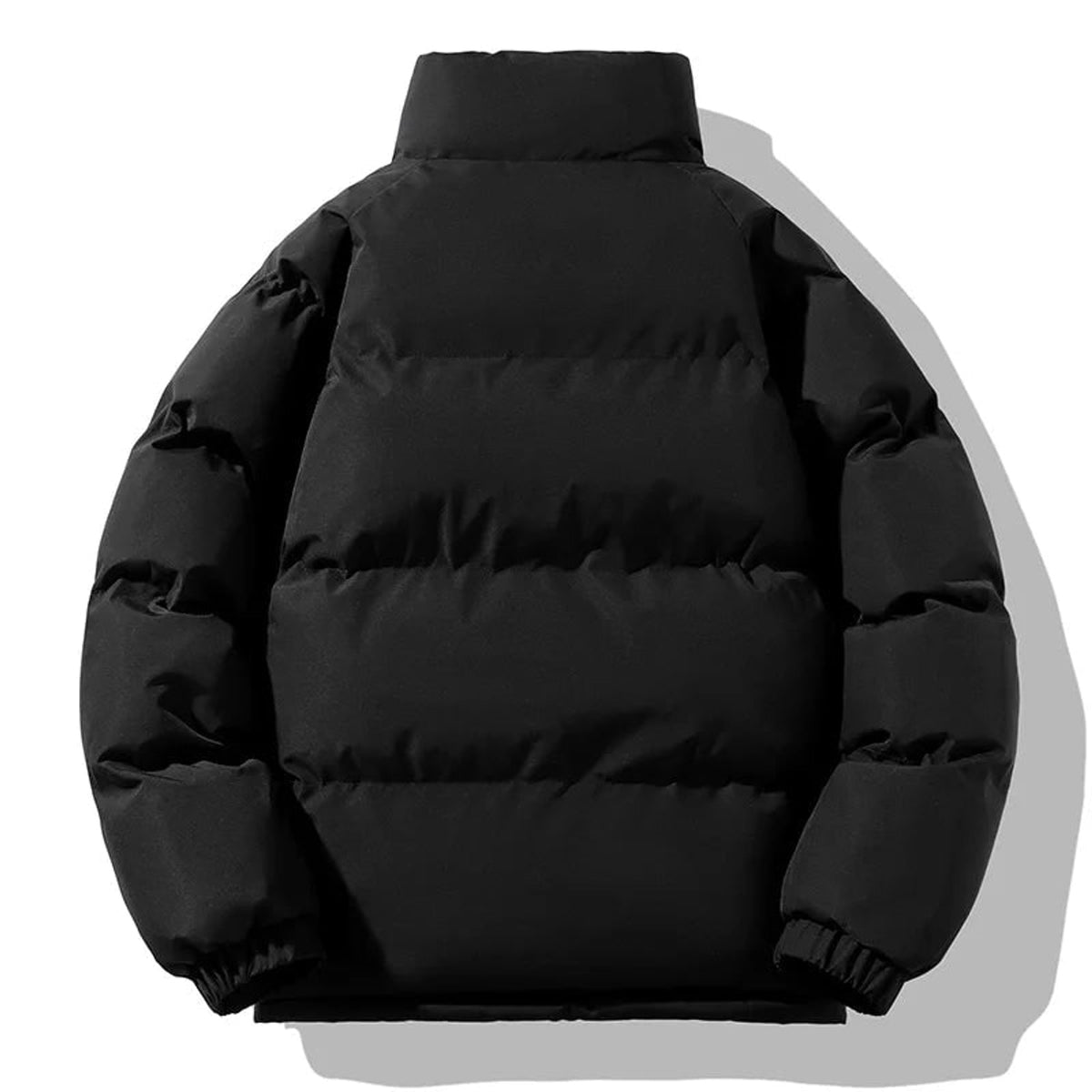Puffer Jacket with Wind-Resistant Fleece Lining and High Collar - Image 3
