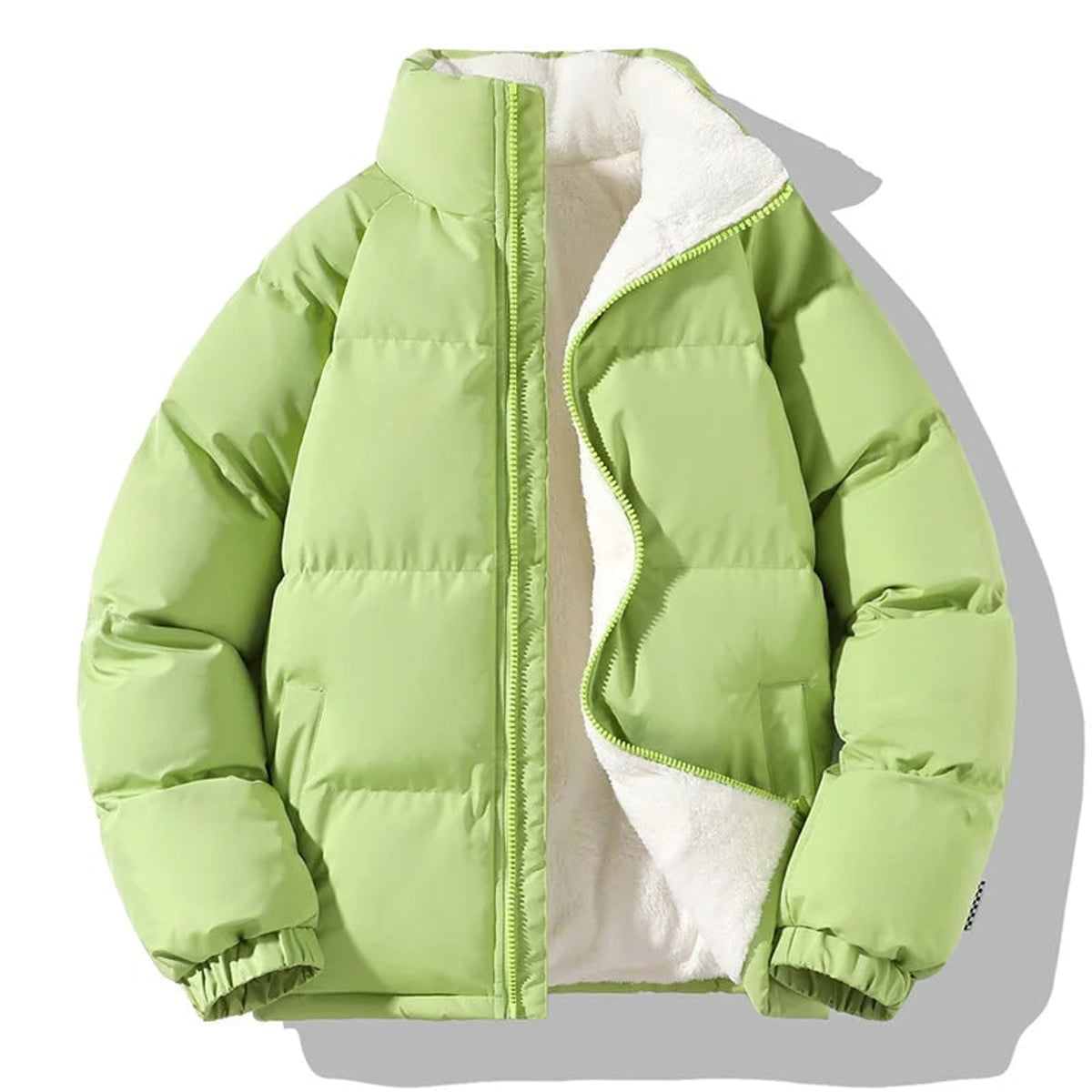 Puffer Jacket with Wind-Resistant Fleece Lining and High Collar - Image 5