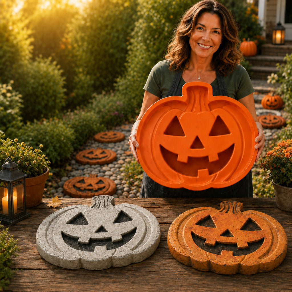 Pumpkin Mold Reusable Casting For Concrete Stepping Stones Halloween Decor With Flexible Design - Image 2