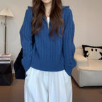 Quarter-Zip Knits with Cable Pattern Pullover and Knitted Texture - Image 1