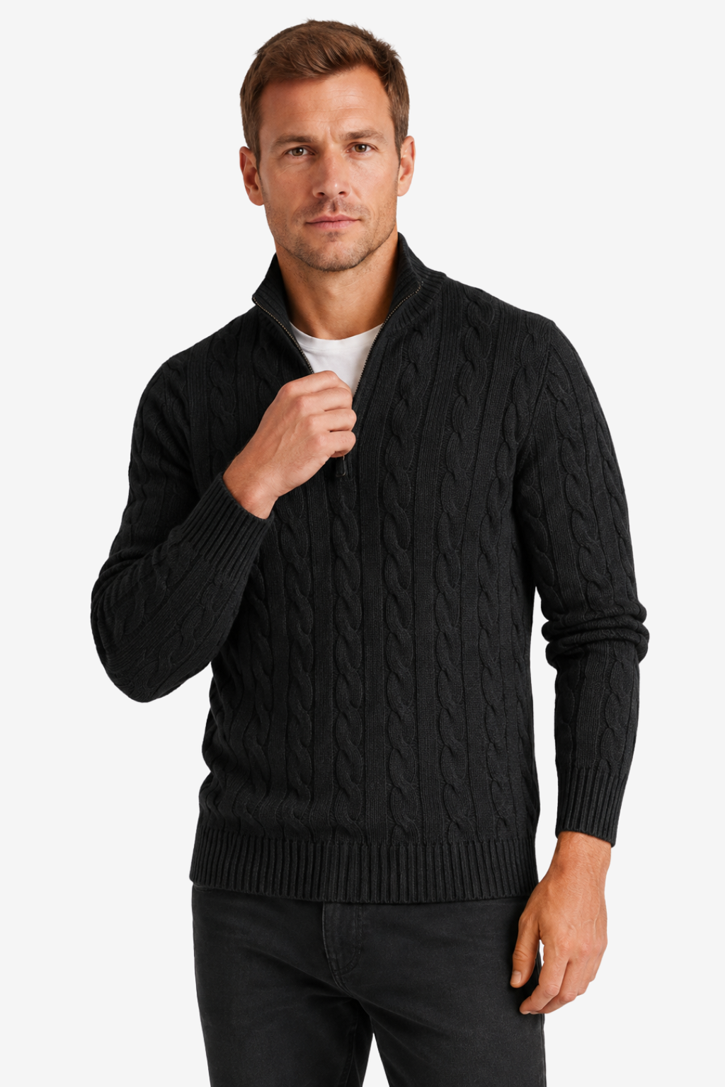 Quarter-Zip Knits with Cable Pullover and Long Sleeve - Image 3