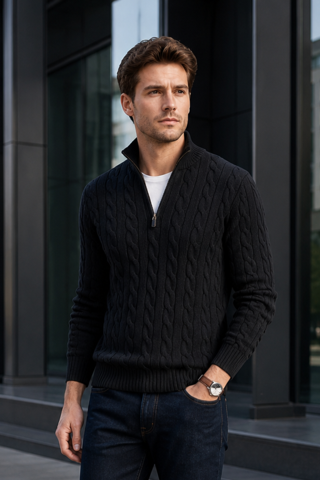 Quarter-Zip Knits with Cable Pullover and Long Sleeve - Image 6