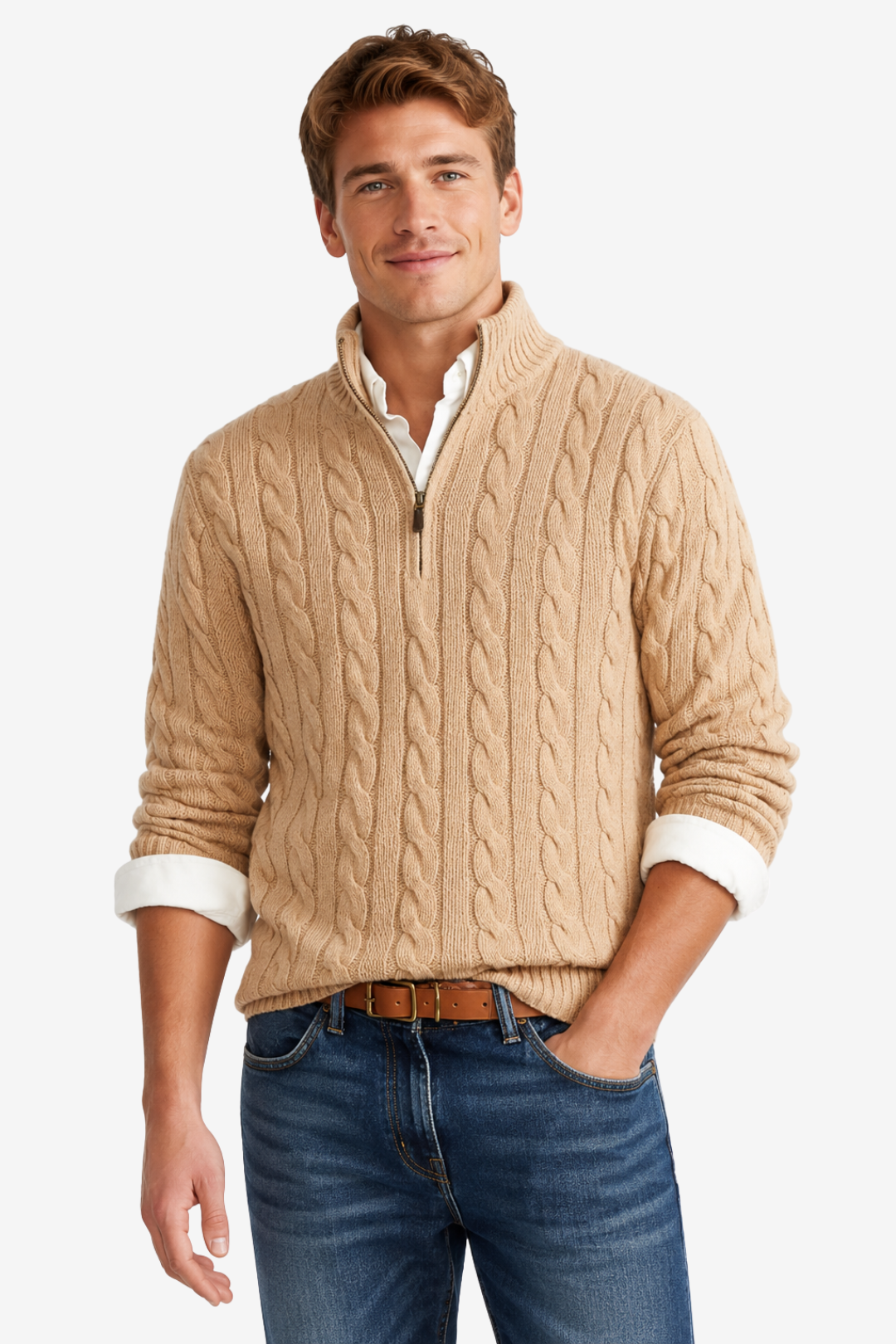 Quarter-Zip Knits with Cable Pullover and Long Sleeve - Image 7