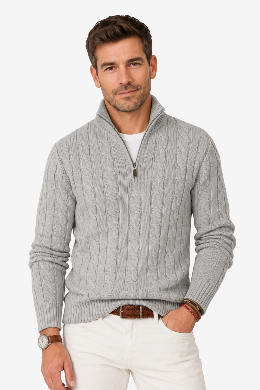 Quarter-Zip Knits with Cable Pullover and Long Sleeve - Image 8