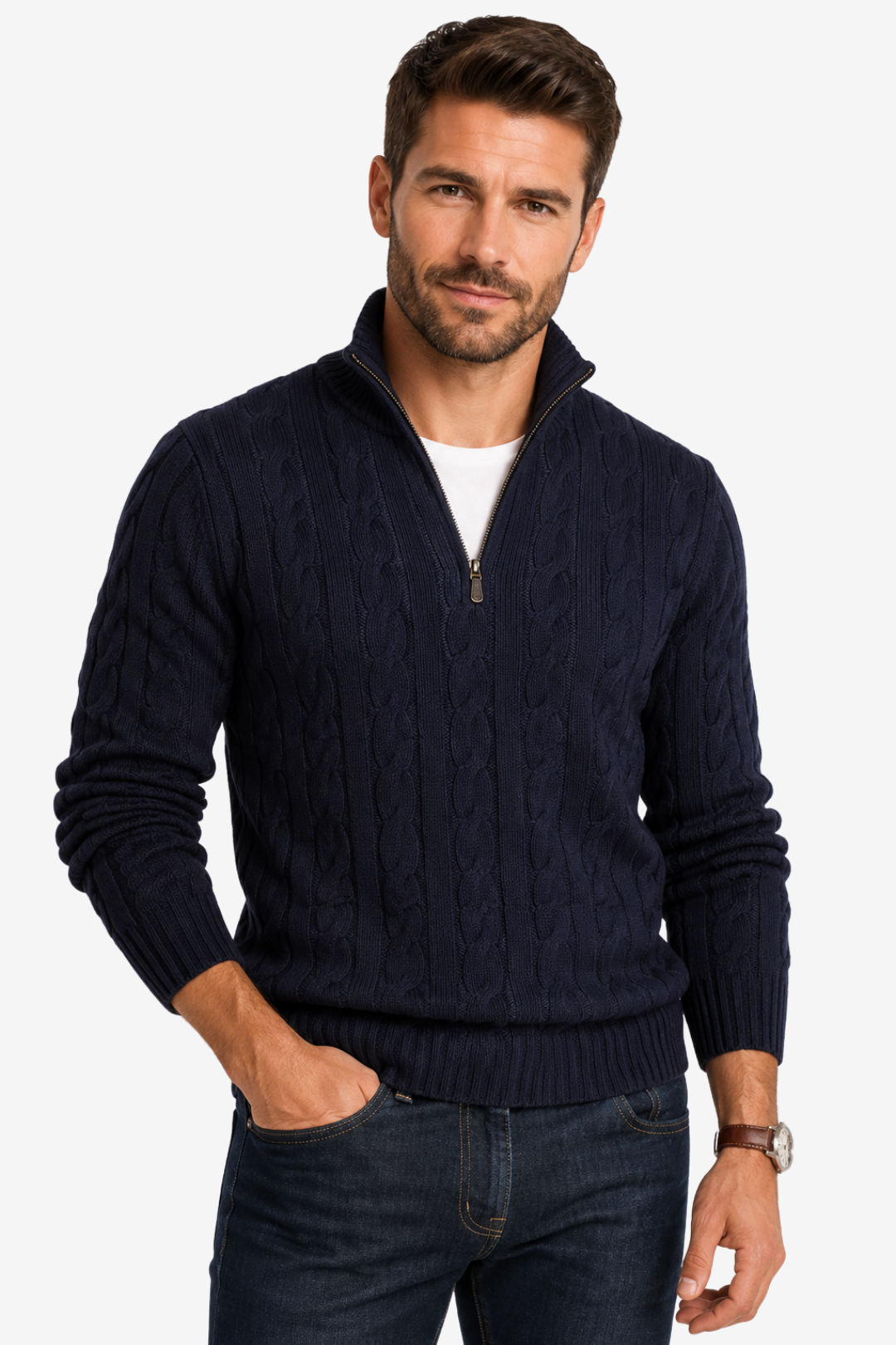 Quarter-Zip Knits with Cable Pullover and Long Sleeve - Image 9