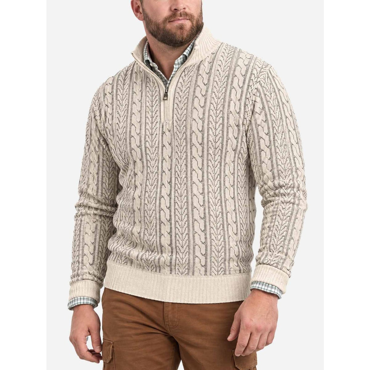 Quarter-Zip Knits with Cable Sweater Design and Mock Neck - Image 2