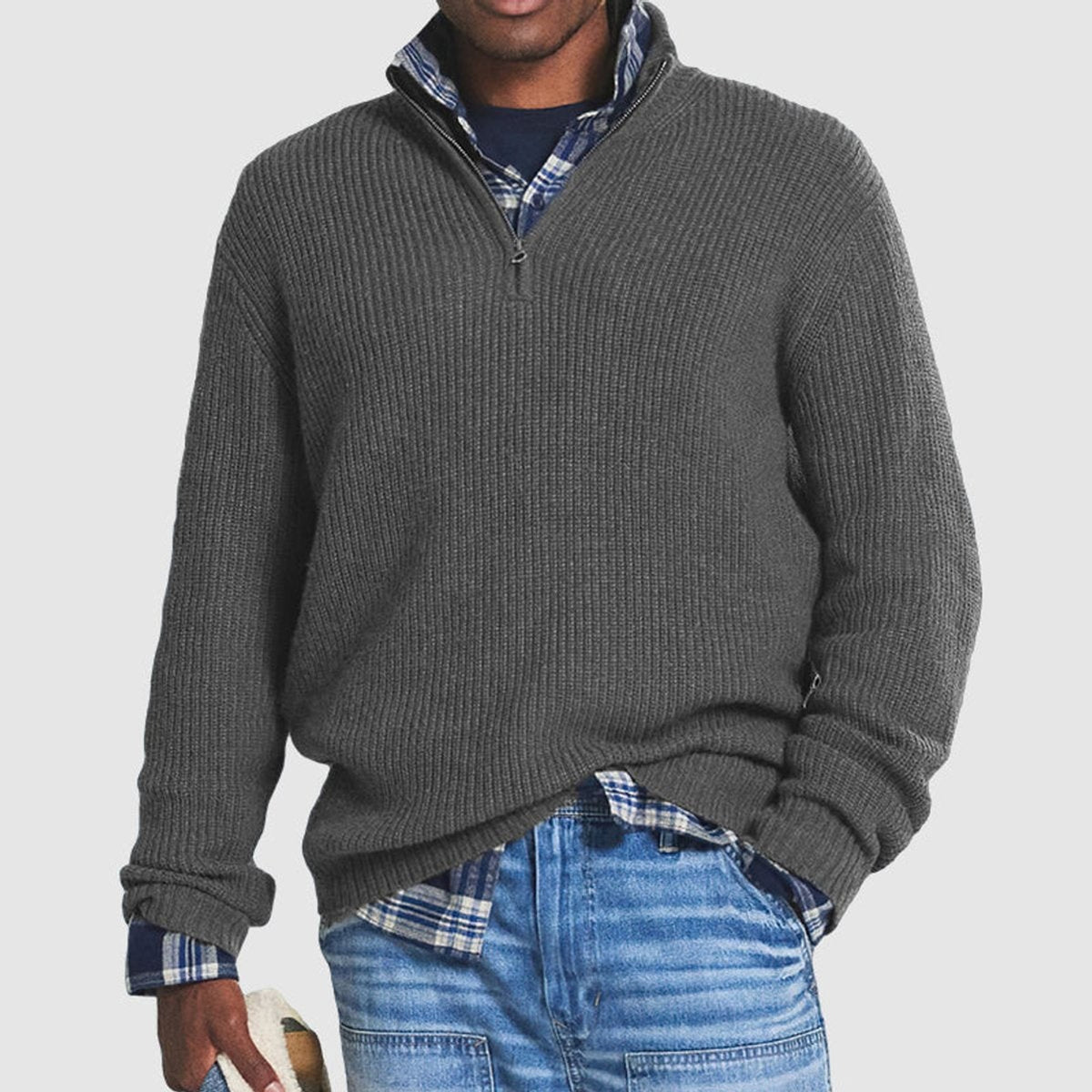 Quarter-Zip Knits with Comfortable Sweater and Ribbed Texture - Image 1