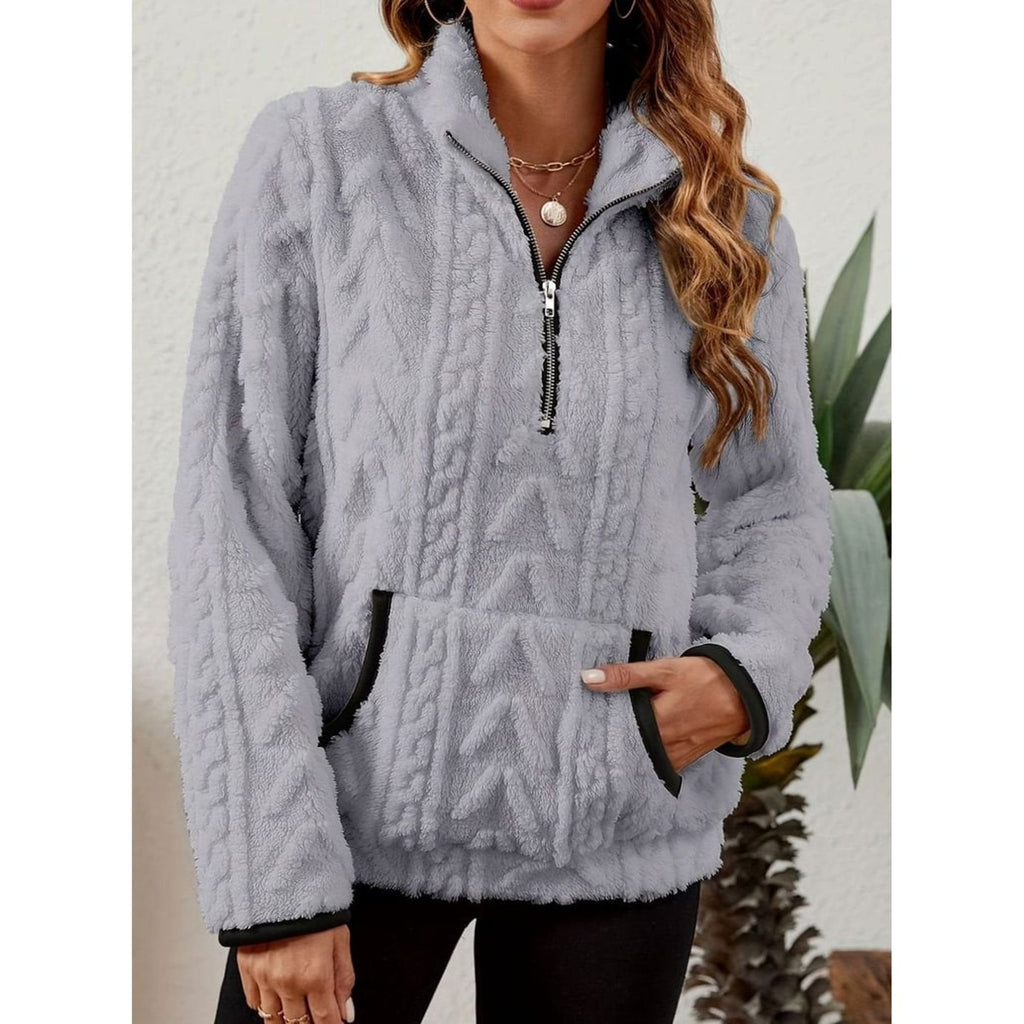 Quarter-Zip Knits with Plush Fleece Pullover and Kangaroo Pocket - Image 13