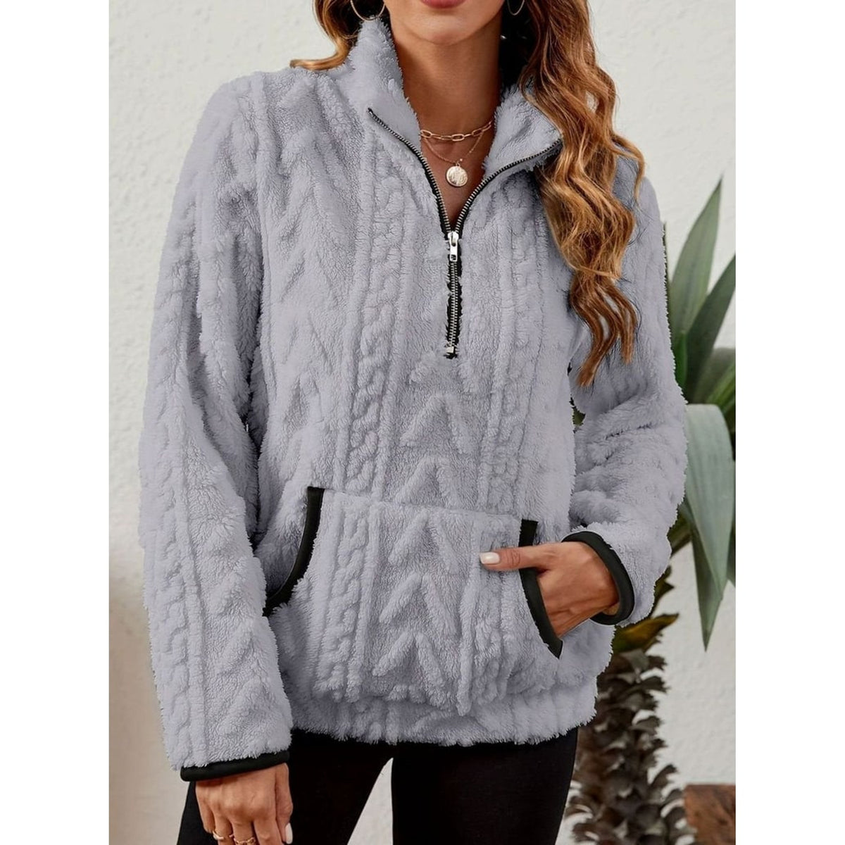 Quarter-Zip Knits with Plush Fleece Pullover and Kangaroo Pocket - Image 13