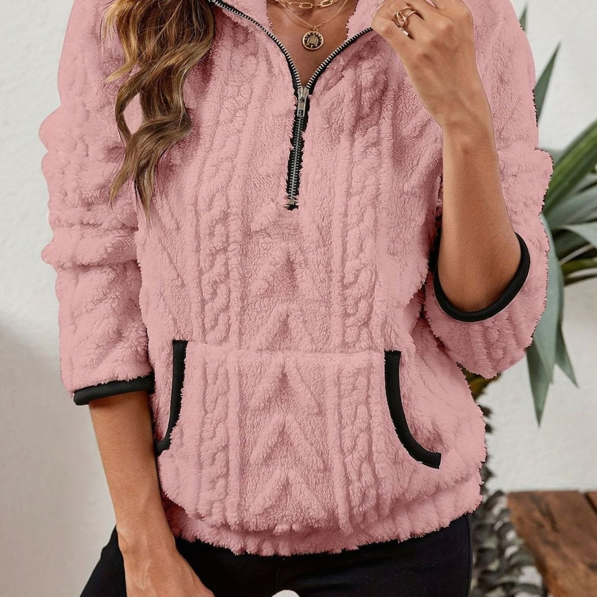 Quarter-Zip Knits with Plush Fleece Pullover and Kangaroo Pocket - Image 15