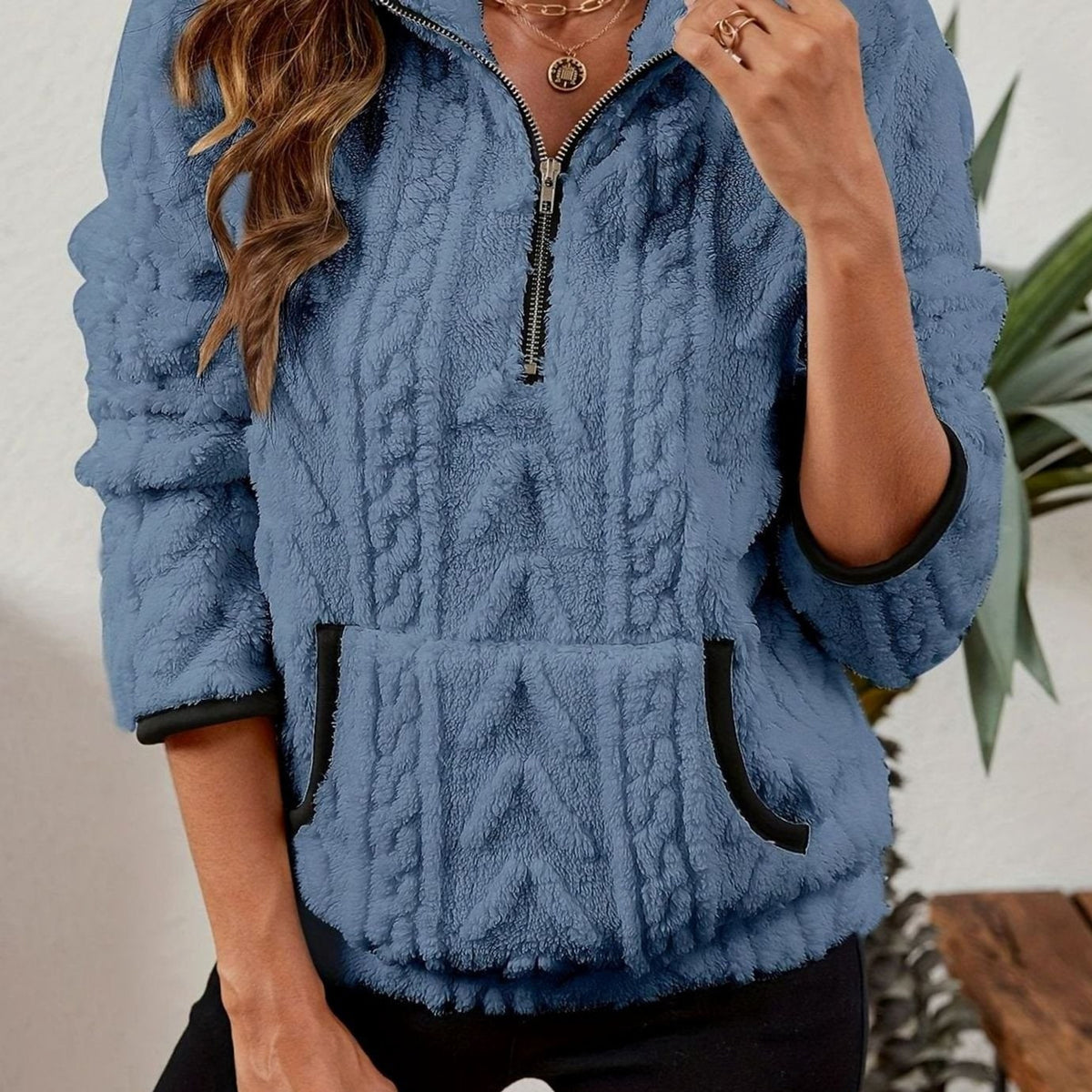 Quarter-Zip Knits with Plush Fleece Pullover and Kangaroo Pocket - Image 20
