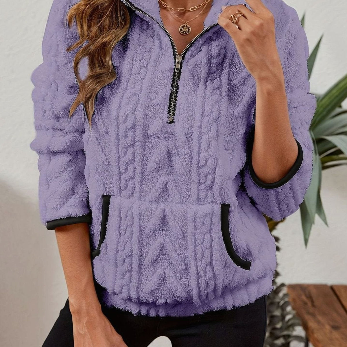 Quarter-Zip Knits with Plush Fleece Pullover and Kangaroo Pocket - Image 18