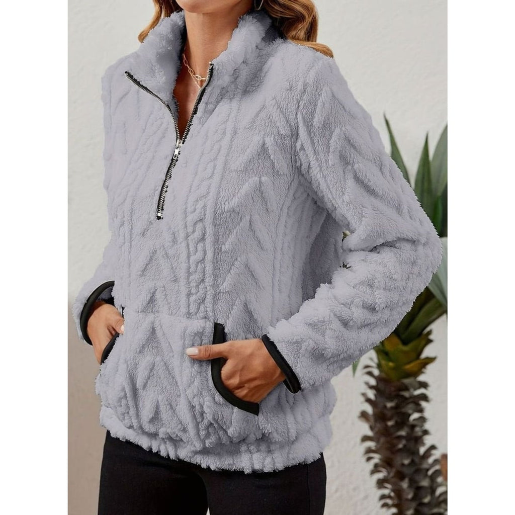 Quarter-Zip Knits with Plush Fleece Pullover and Kangaroo Pocket - Image 14