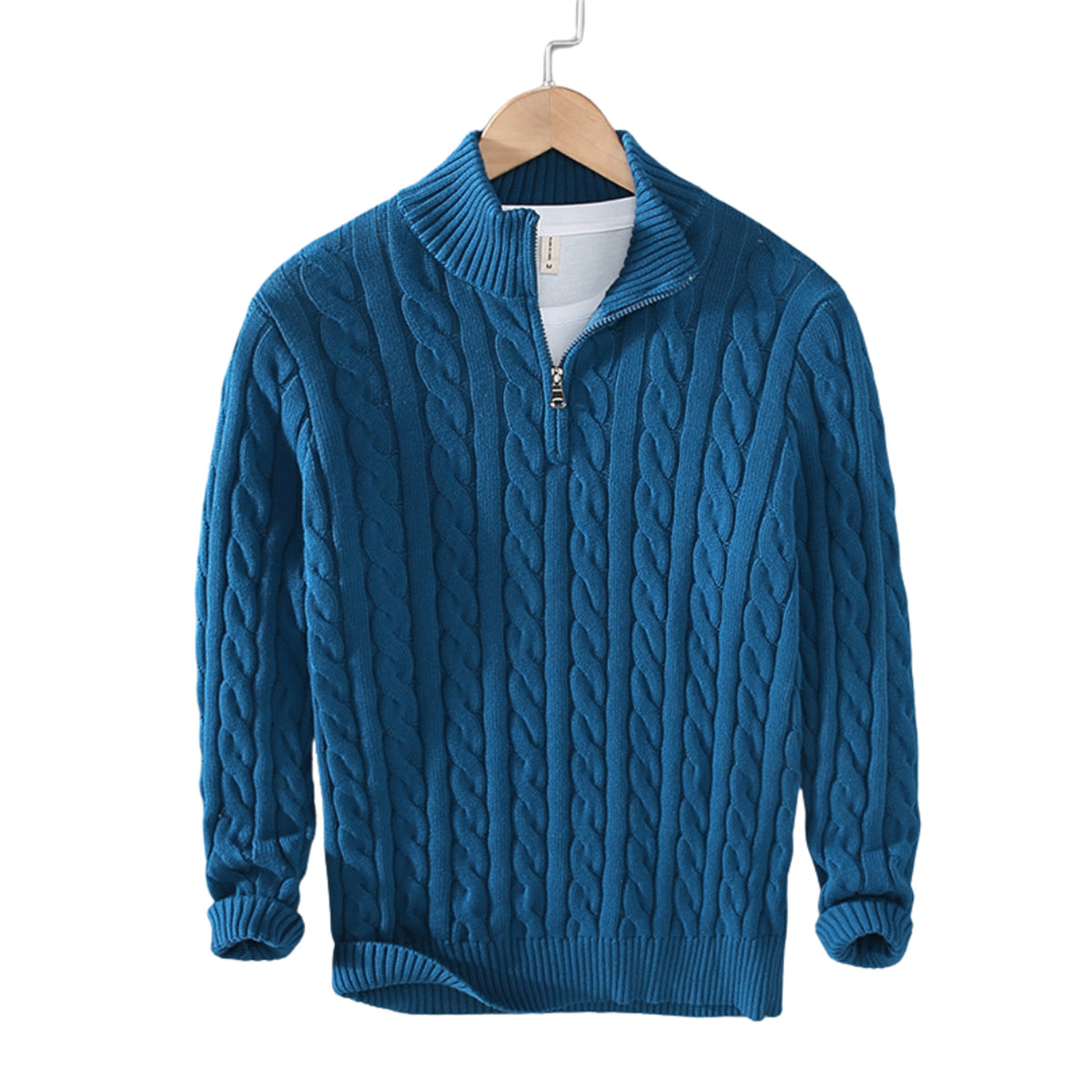 Quarter-Zip Knits with Relaxed Cable Sweater and Ribbed Cuffs - Image 4