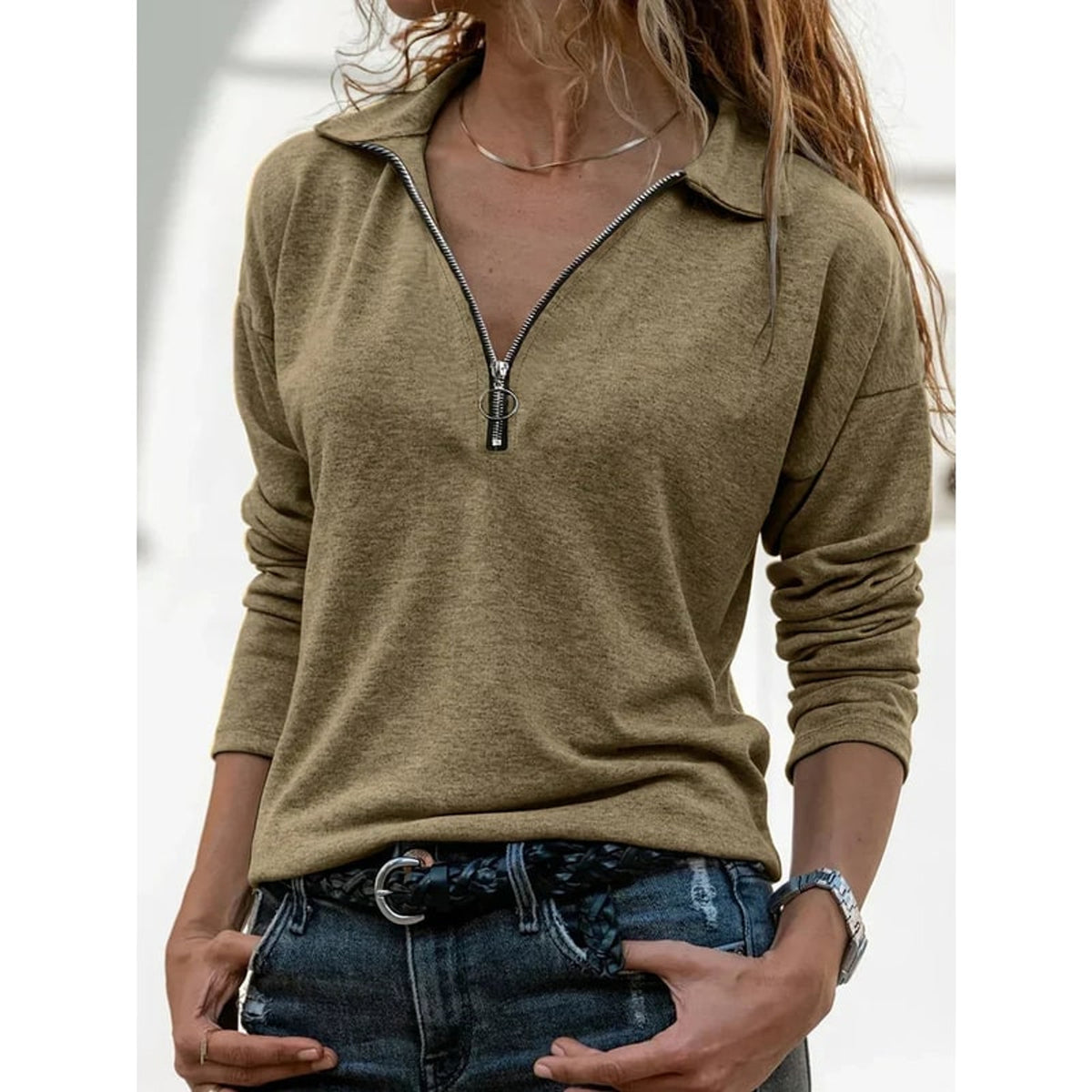 Quarter-Zip Knits with Relaxed Fit and Collared Neckline - Image 5