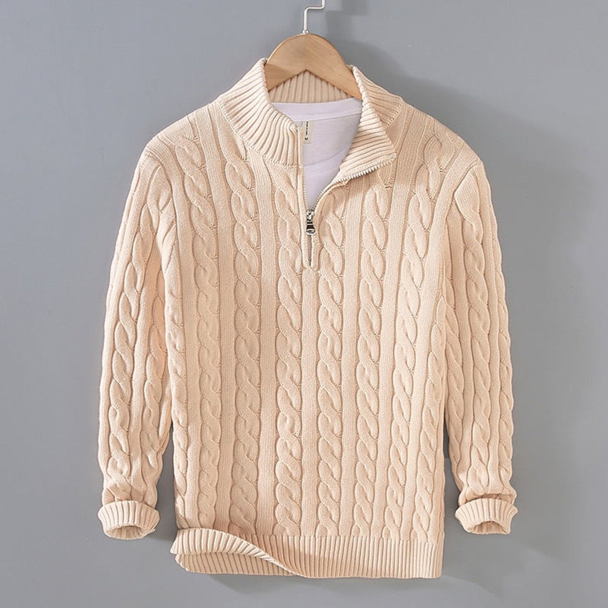 Quarter-Zip Knits with Relaxed Fit and Stand Collar - Image 1