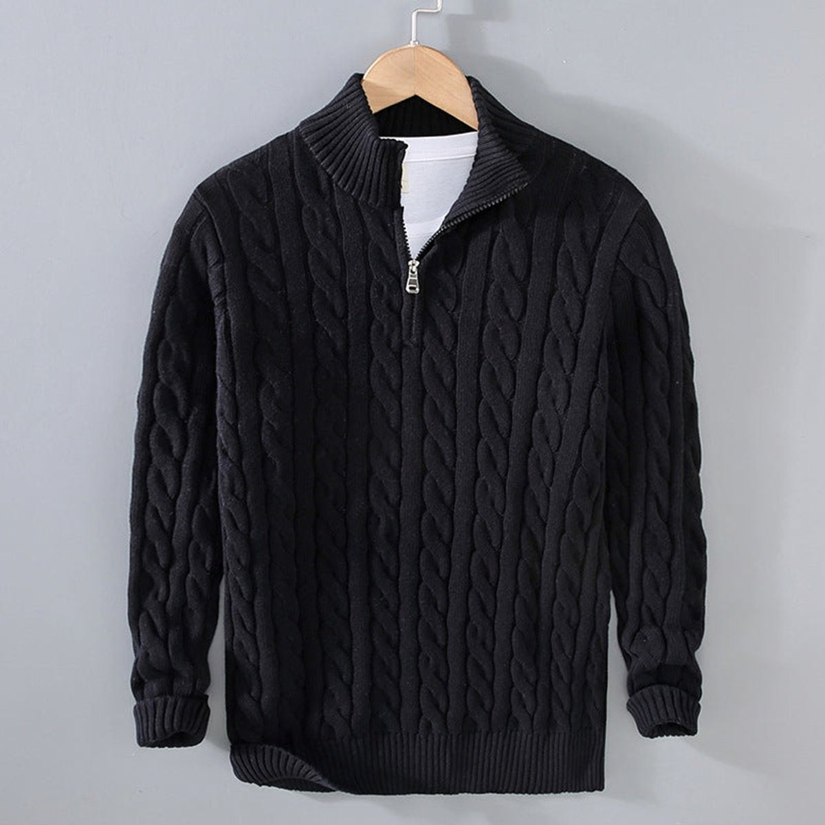 Quarter-Zip Knits with Relaxed Fit and Stand Collar - Image 2