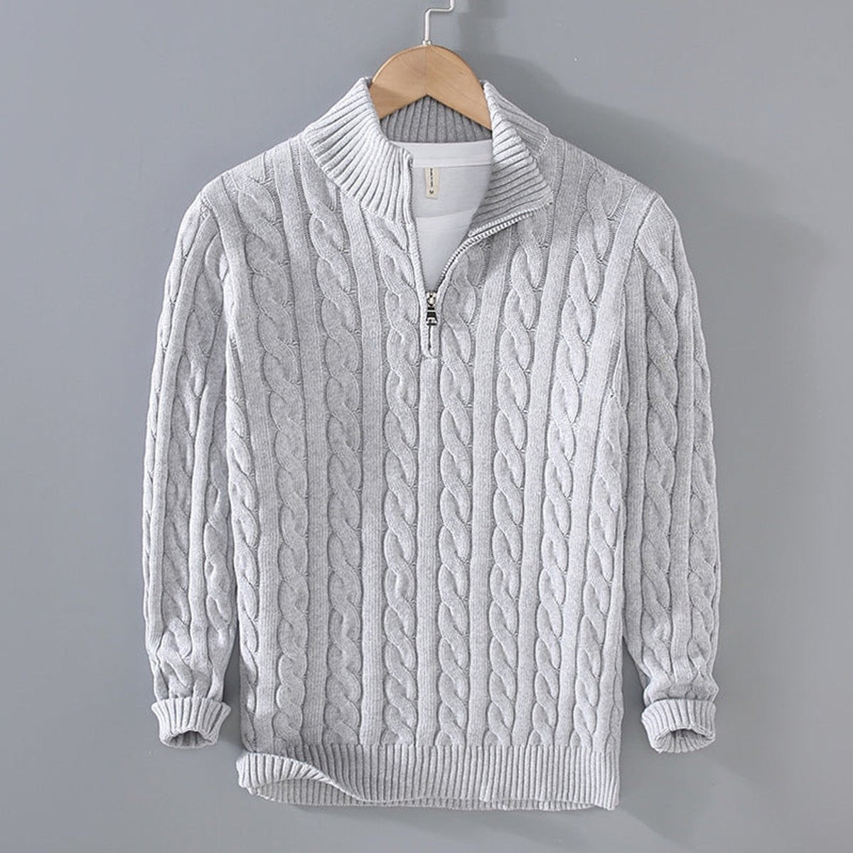 Quarter-Zip Knits with Relaxed Fit and Stand Collar - Image 3