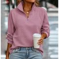 Quarter-Zip Knits with Relaxed Fit Sweater and Ribbed Texture - Image 1