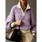 Quarter-Zip Knits with Relaxed Pullover Fit and Ribbed Details - Image 8