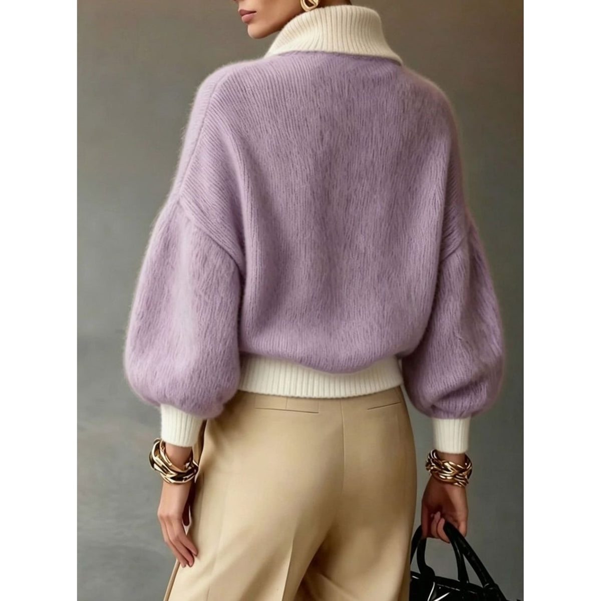 Quarter-Zip Knits with Relaxed Pullover Fit and Ribbed Details - Image 12