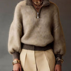 Quarter-Zip Knits with Relaxed Pullover Fit and Ribbed Details - Image 1