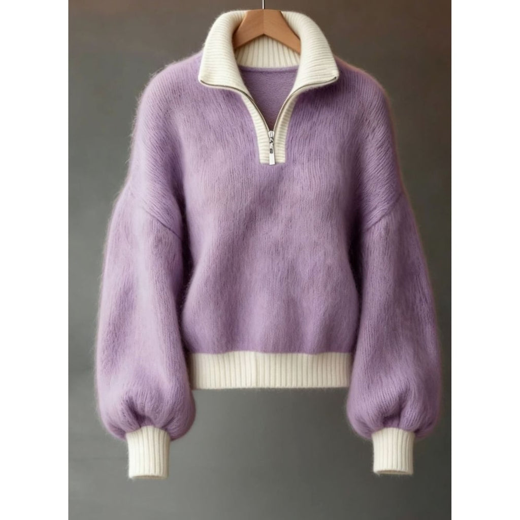 Quarter-Zip Knits with Relaxed Pullover Fit and Ribbed Details - Image 9