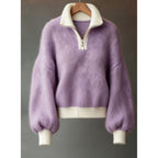 Quarter-Zip Knits with Relaxed Pullover Fit and Ribbed Details - Image 9