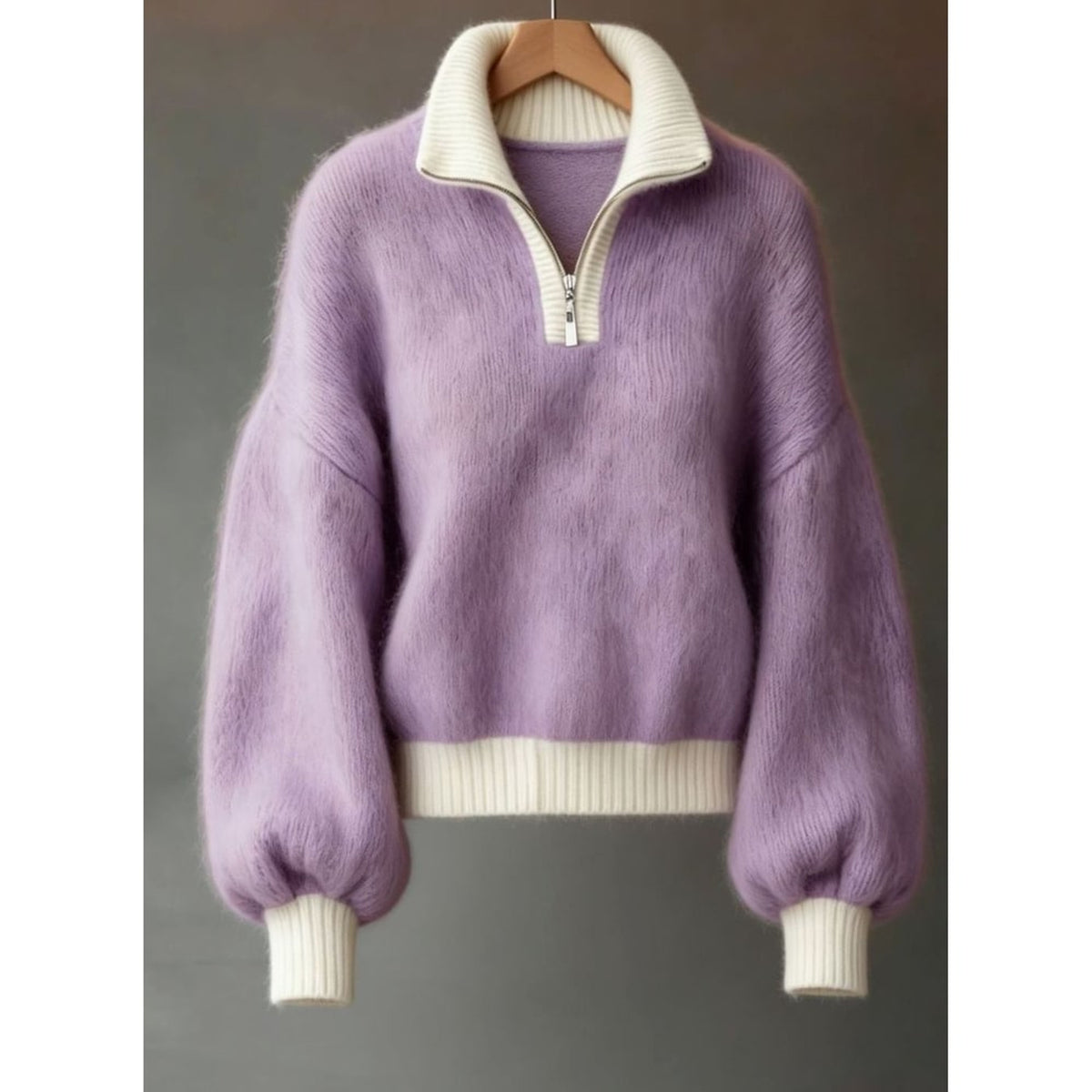 Quarter-Zip Knits with Relaxed Pullover Fit and Ribbed Details - Image 9