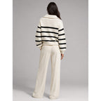 Quarter-Zip Knits with Relaxed Striped Sweater and Ribbed Cuffs - Image 2