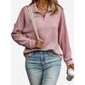 Quarter-Zip Knits with Ribbed Long-Sleeve Pullover and Horizontal Ribs - Image 1