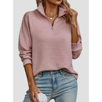Quarter-Zip Knits with Ribbed Long-Sleeve Pullover and Horizontal Ribs - Image 3