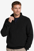 Quarter-Zip Knits with Ribbed Pullover and Vertical Collar - Image 3