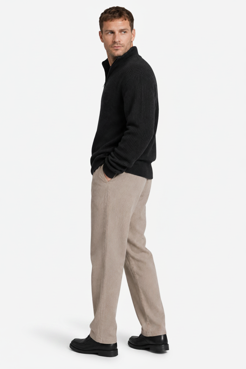 Quarter-Zip Knits with Ribbed Pullover and Vertical Collar - Image 5