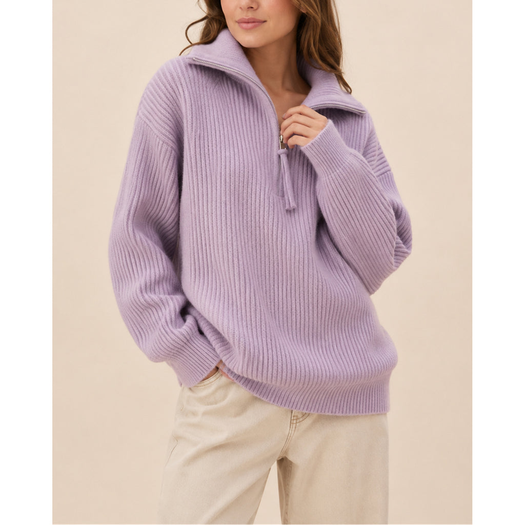 Quarter-Zip Knits with Ribbed Texture and Pullover - Image 1