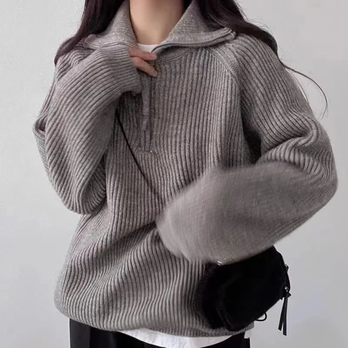 Quarter-Zip Knits with Ribbed Texture and Pullover - Image 3