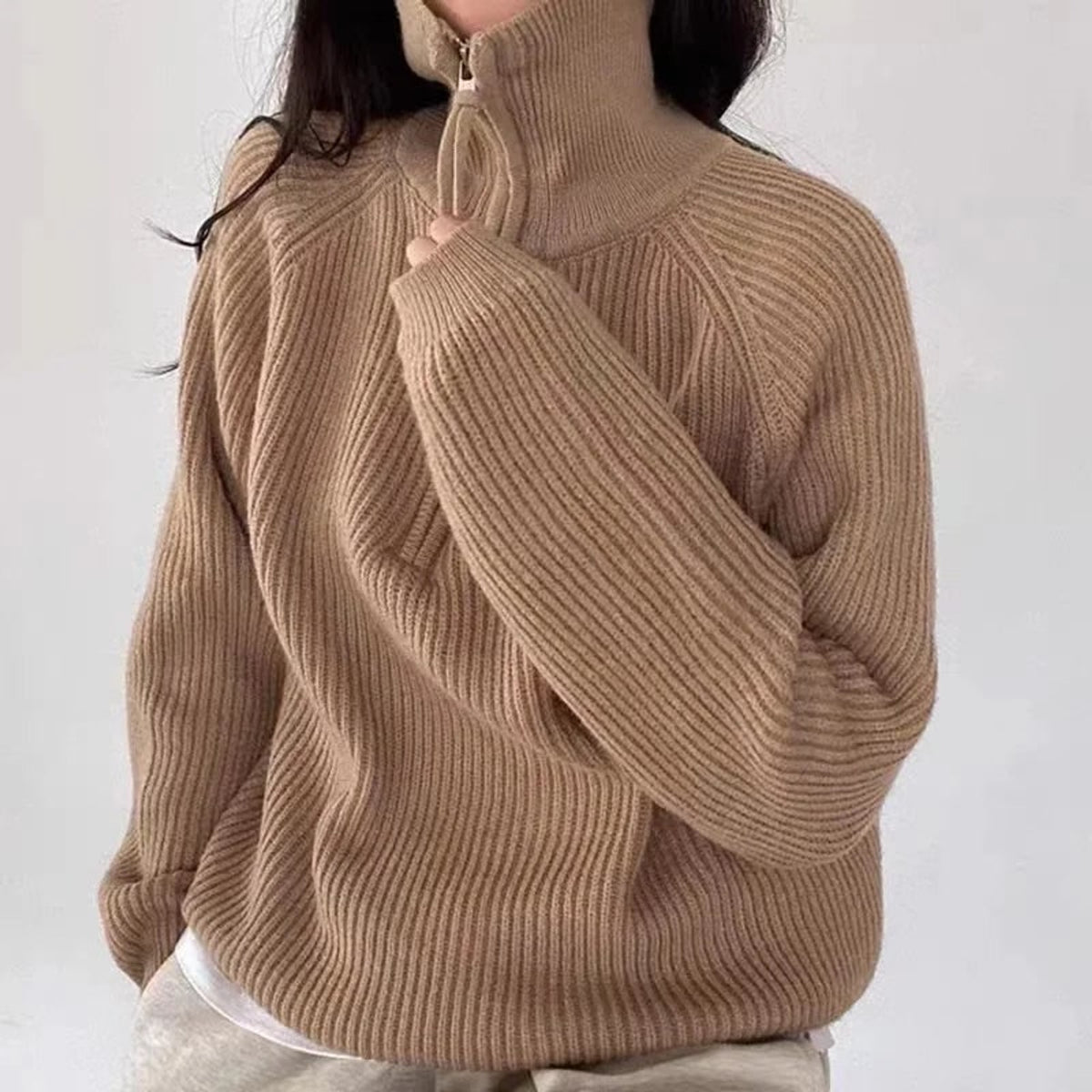 Quarter-Zip Knits with Ribbed Texture and Pullover - Image 4