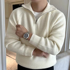Quarter Zip Sweater with Relaxed Knit Fit and Long Sleeves - Image 4