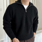 Quarter Zip Sweater with Relaxed Knit Fit and Long Sleeves - Image 5