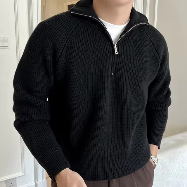 Quarter Zip Sweater with Relaxed Knit Fit and Long Sleeves - Image 5