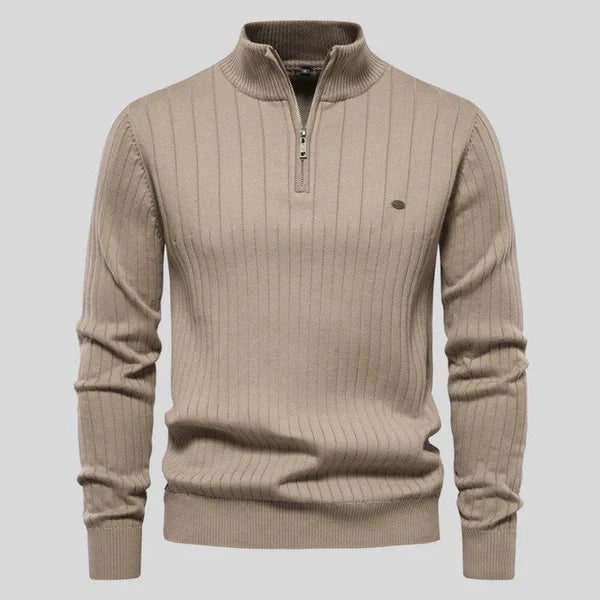 Quarter Zip Sweater with Slim Fit and Closure - Image 1