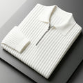 Quarter Zip Sweater with Streamlined Ribbed Knit and Collar - Image 1