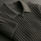 Quarter Zip Sweater with Streamlined Ribbed Knit and Collar - Image 4