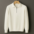 Quarter Zip Sweater with Streamlined Ribbed Knit and Collar - Image 2