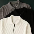 Quarter Zip Sweater with Streamlined Ribbed Knit and Collar - Image 8