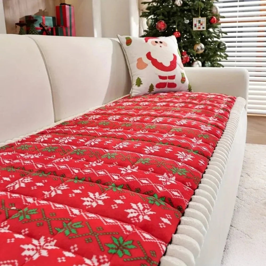 Quilted Christmas Sofa Cushion With Winter Pattern - Image 2