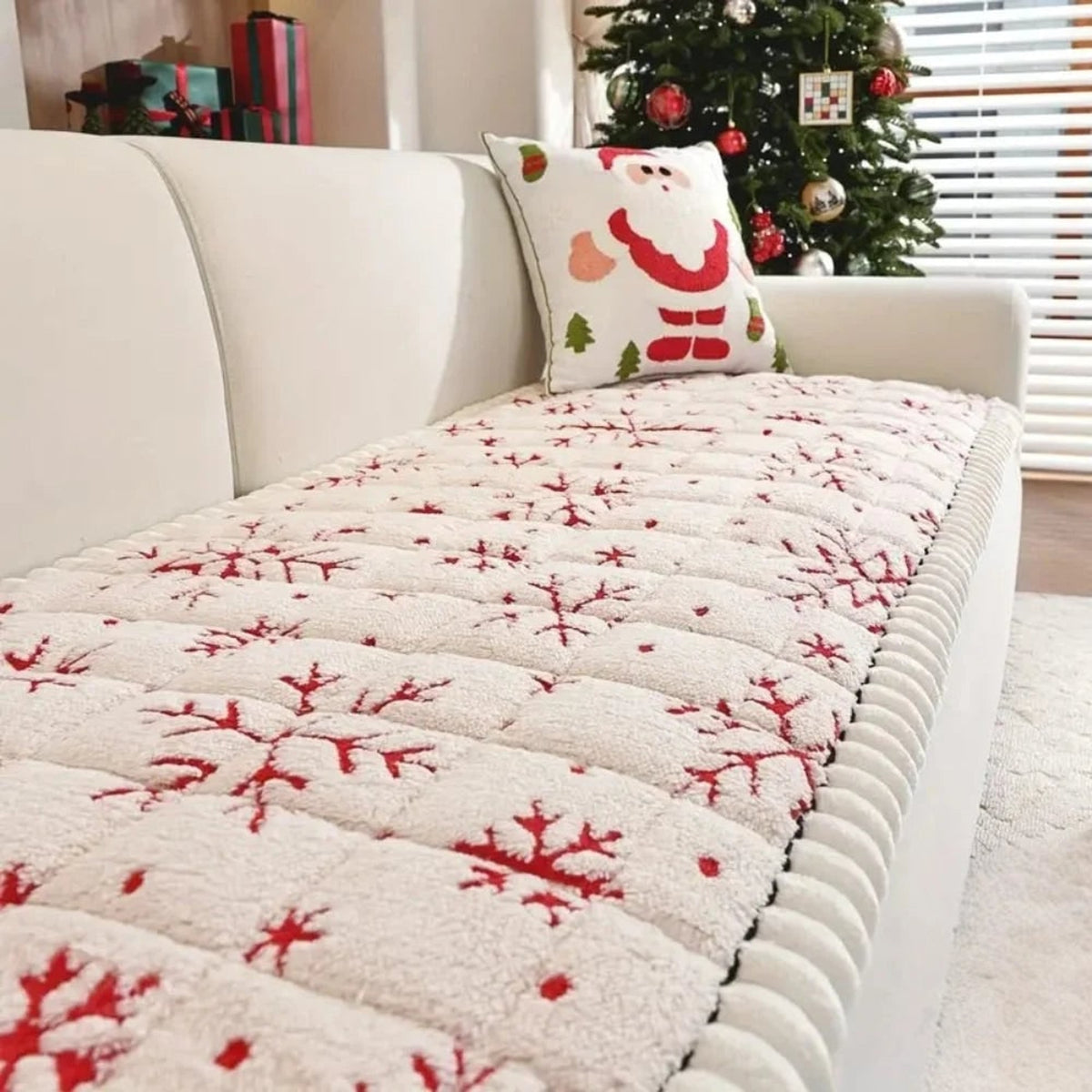 Quilted Christmas Sofa Cushion With Winter Pattern - Image 4