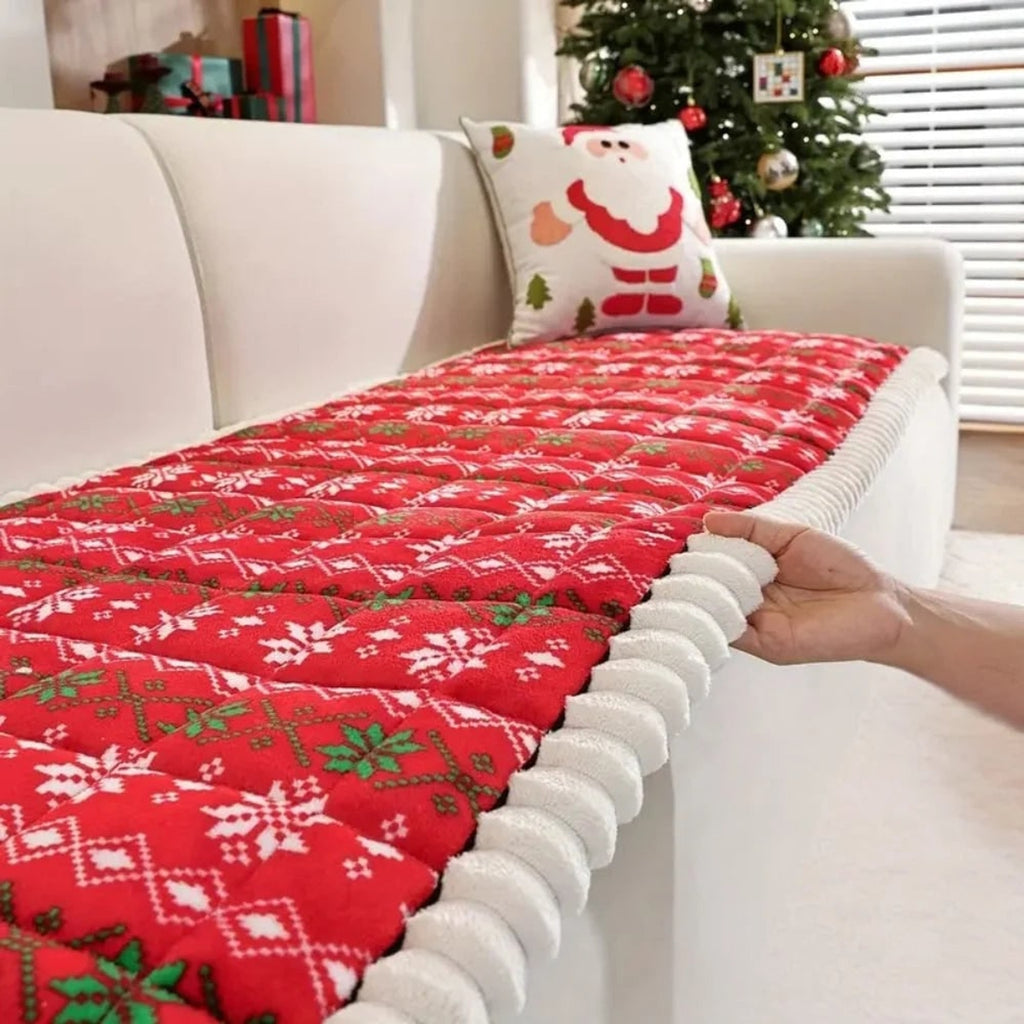 Quilted Christmas Sofa Cushion With Winter Pattern - Image 5
